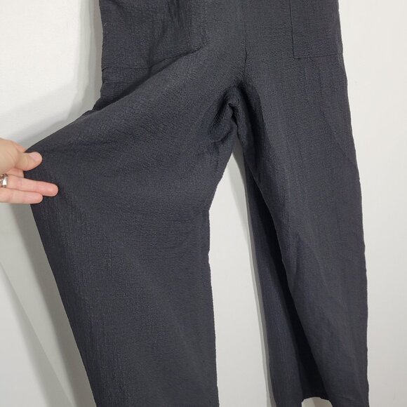 Emery Rose Black Romper Adjustable Spaghetti Straps Wide-Leg Jumpsuit Loose Fit - Picture 3 of 9